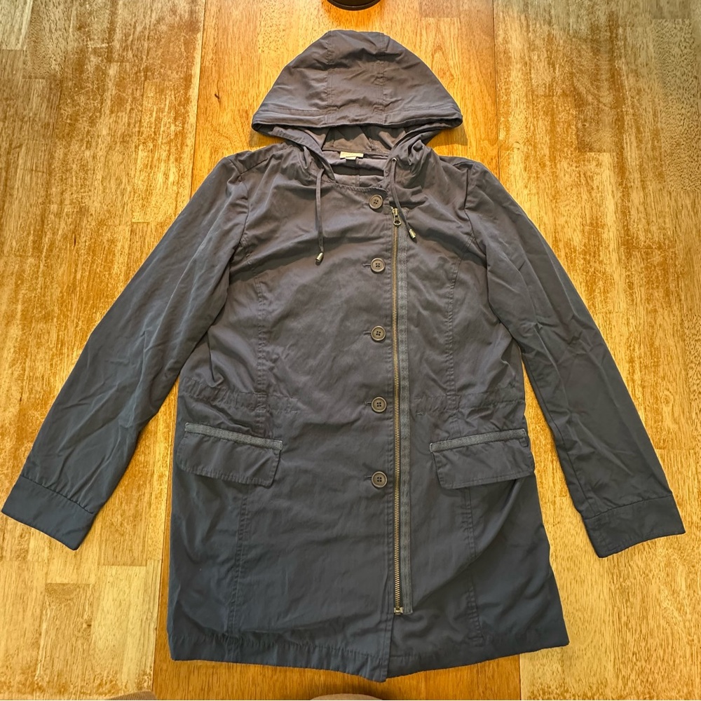 J. Jill Hooded Navy Raincoat
